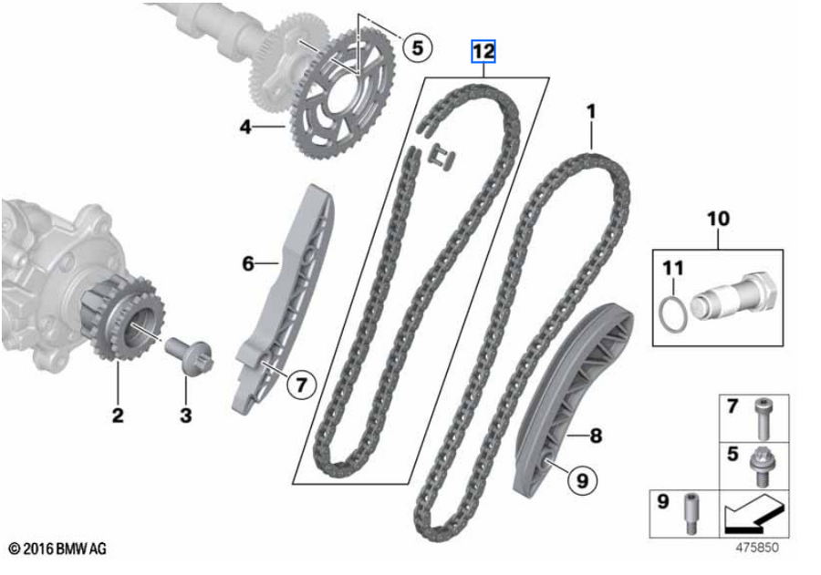 Zestaw naprawczy łańcucha rozrządu BMW N47 B47 B57 (11318590950)