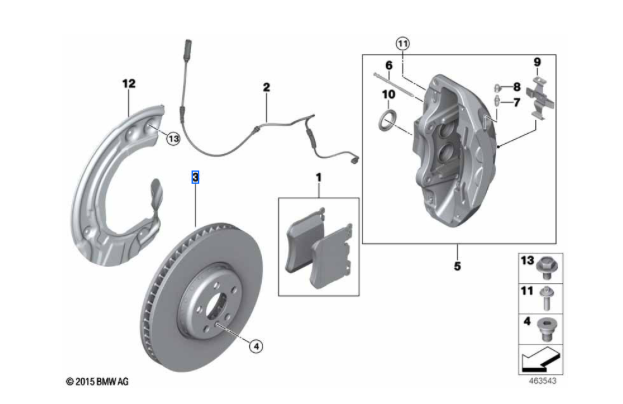 Front brake disc 3 G20 G21 / 5 G30 G31 / X5 G05 (34108858705 34108858706)