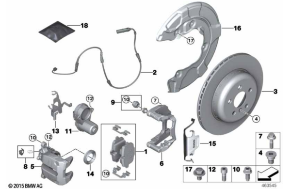 Klocki hamulcowe sportowe M Perf. tył + tarcze hamulcowe + czujnik M3 G80 G81 / M4 G82 G83 (34212284466 + 34358095575 + 34207889663 + 34207889664)