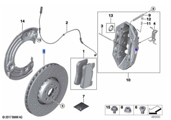 Klocki hamulcowe przód + tarcze hamulcowe + czujnik zużycia M2 G87 / M3 G80 G81 / M4 G82 G83 (34108093705 + 34356870349 + 34107889661 + 34107889662)