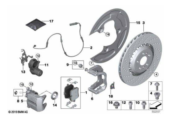 Klocki hamulcowe tył ceramika M3 G80 / M4 G82 G83 / M5 F90 / M8 F91 F92 F93 (34207883273)