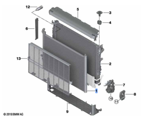 Chłodnica płynu chłodzącego 5 G30 G31 / 6 G32 / 7 G11 G12 / 8 G14 G15 G16 (17118484638)