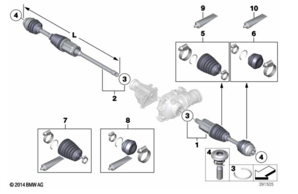 Półoś napędowa przednia RP REMAN X3 F25 / X4 F26 (31608675013 31608675014)
