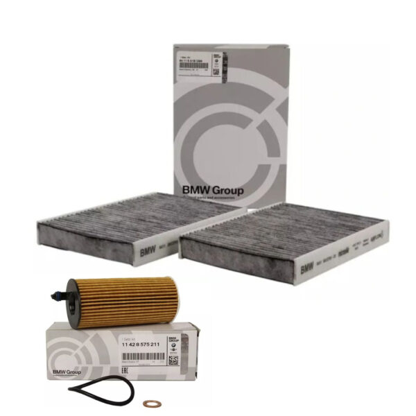 Zestaw filtr oleju + filtr kabinowy BMW 5 G30 G31 B46 B47 B48 (11428575211 + 64115A1BDB6)