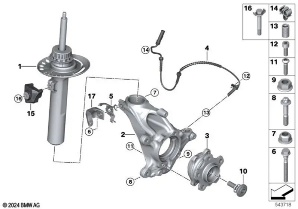 Front shock absorber prawy BMW F70 – genuine BMW (31305A34C28)